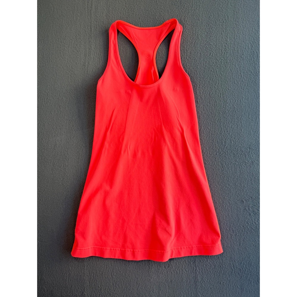 Lululemon Racerback Tank Top Neon Coral Pink Activewear Gym Yoga Womens